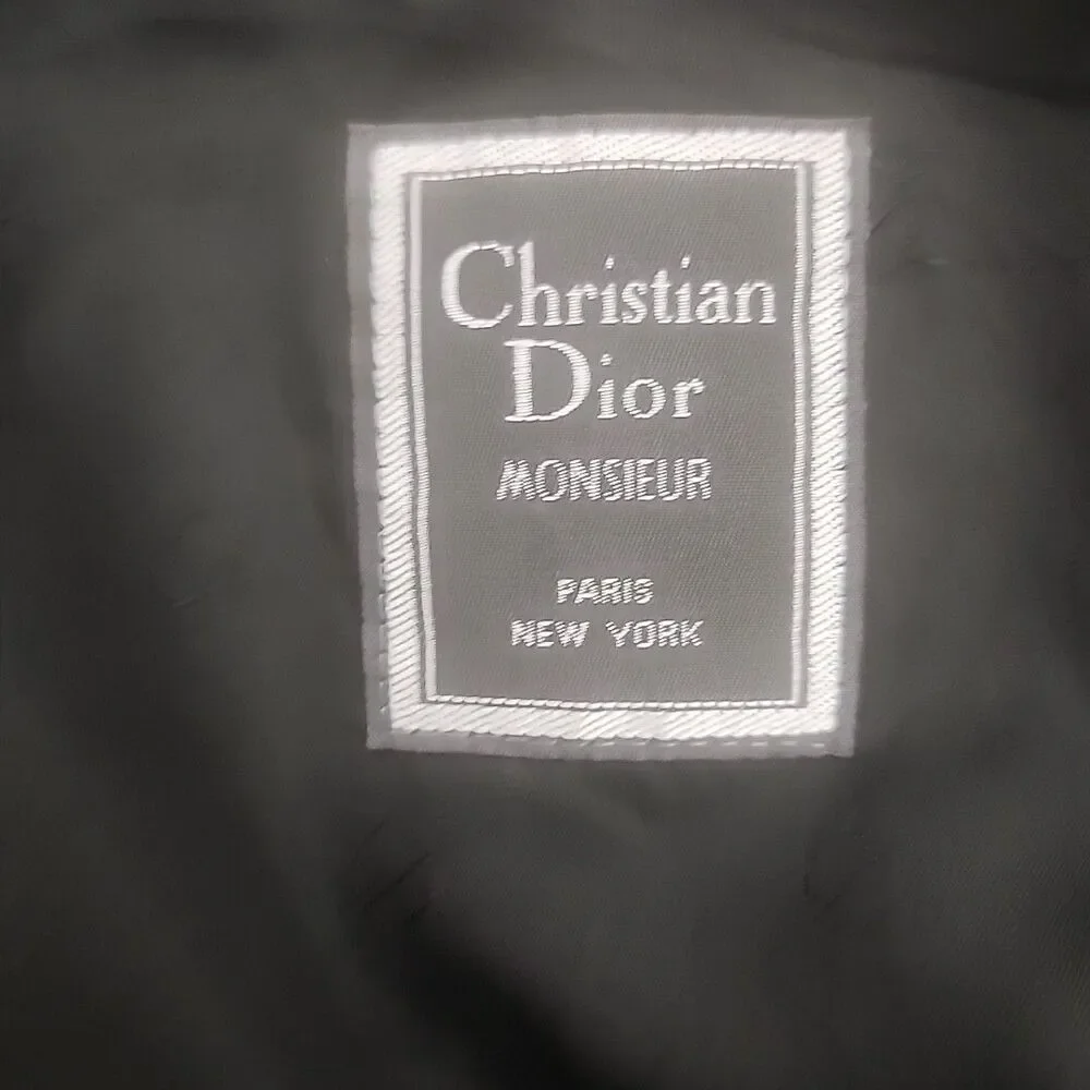 Trench Coat Mens Christian Dior Monsieur  48R Olive Double Breast Wool Liner Vin